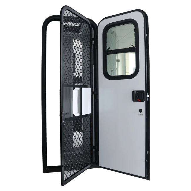 Cheapest  Aluminum alloy single-point lock RV Camper trailer  door with vertical sliding  window
