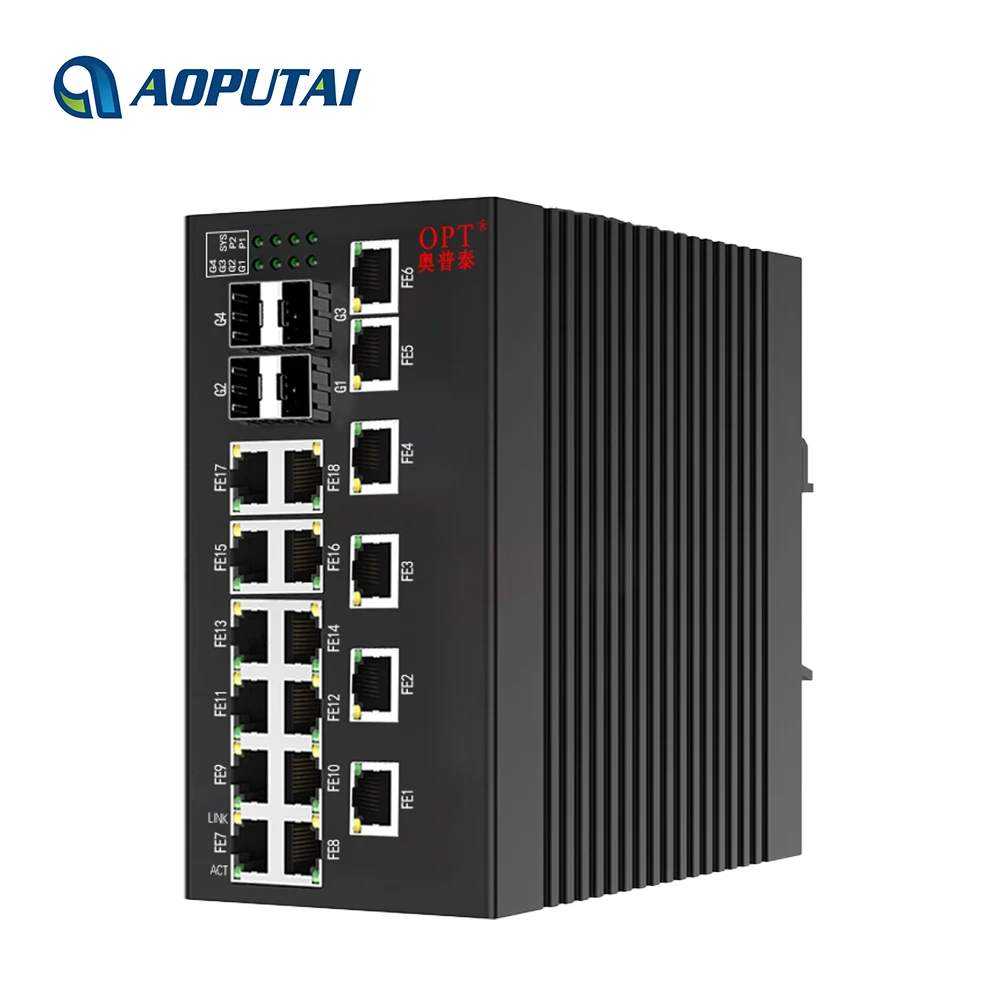Industrial Grade Managed 18 100M Base-TX RJ45 Port Ethernet and 4 SFP port Network Switch