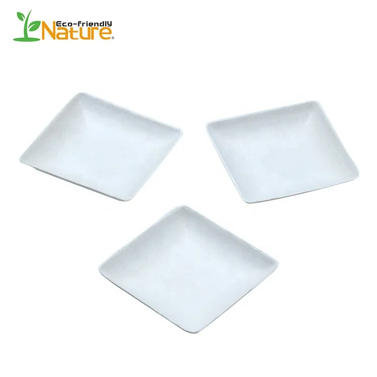 Irregular Shape Sugarcane Sauce Dish Biodegradable Mini Leaf Shaped Plate Bagasse Pulp Dessert Dish For Sauce