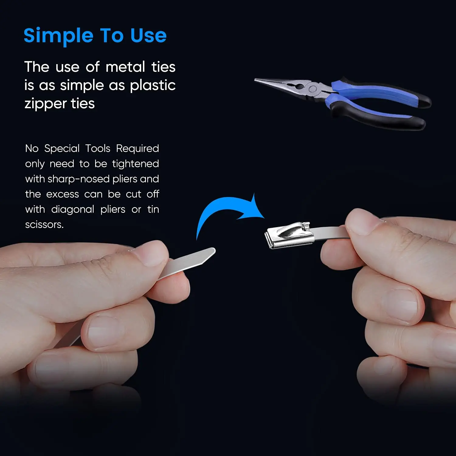 Metal Zip Ties 11.8 Inch,304 Stainless Steel Zip Ties Multi-purpose Metal Cable Ties-Suitable for Outdoor Chain Link Fen