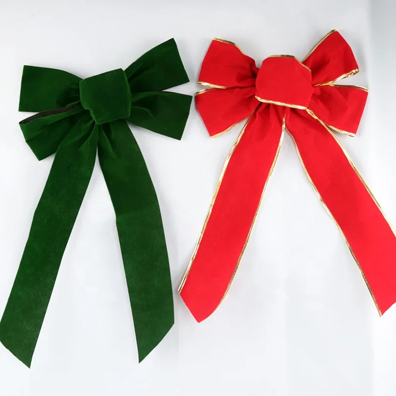 New Design Pre-tied DIY Gift Wrapping Ribbon Bow Large Bow Red Velvet Ornament Christmas Scene Christmas Ribbon Bow