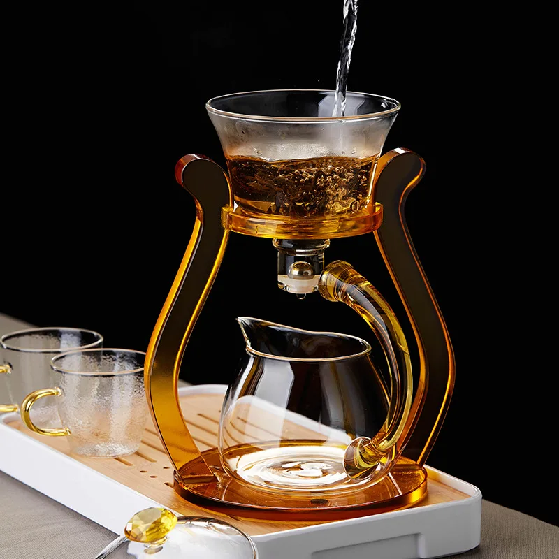 Classical Palace Style High Borosilicate Glass Tea Set Household Magnetic Tea Maker Pot