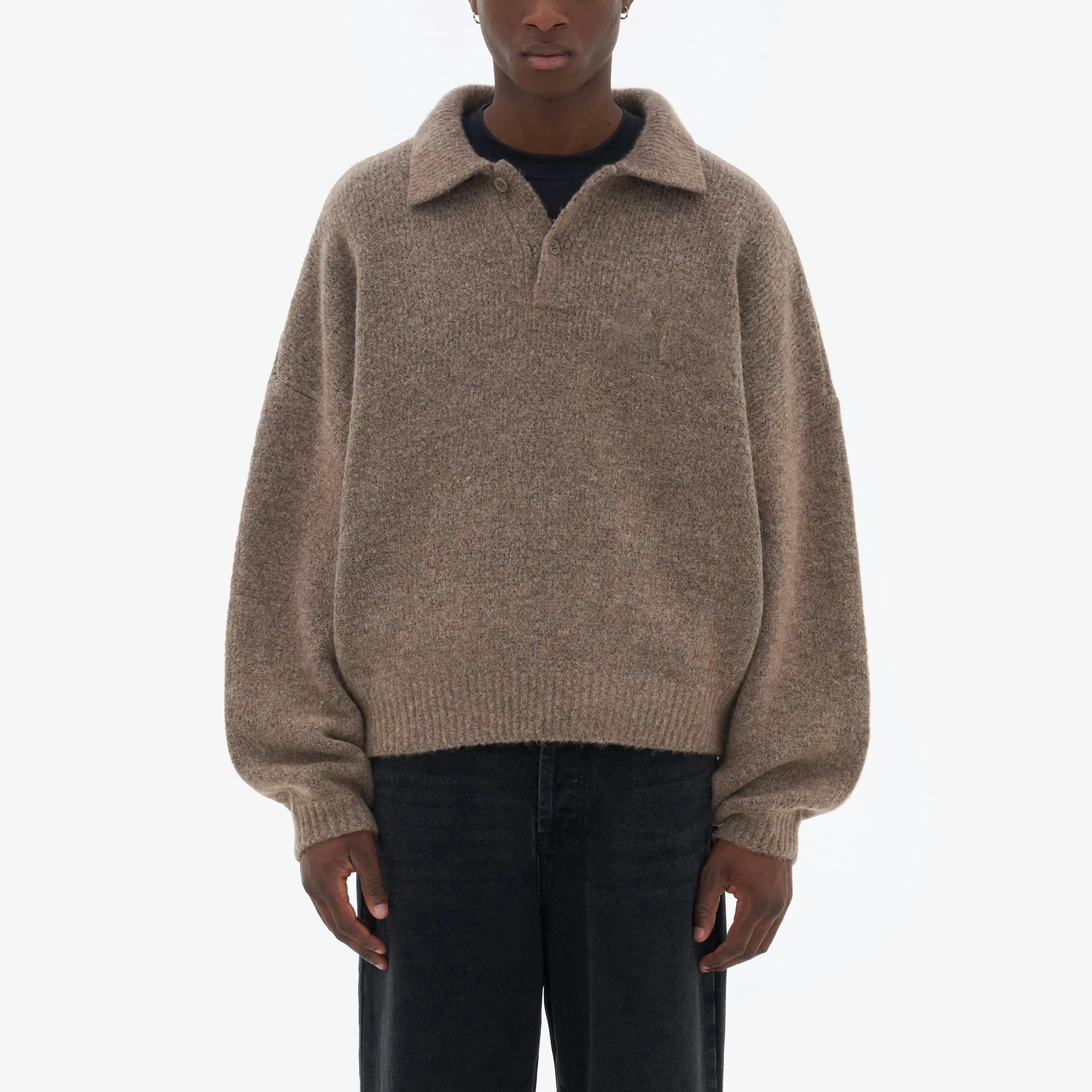 OEM & ODE Custom Sweater Knitting Manufacturer Casual Knitsweater Custom Oversize Polo Knitwear Korean Sweater Men