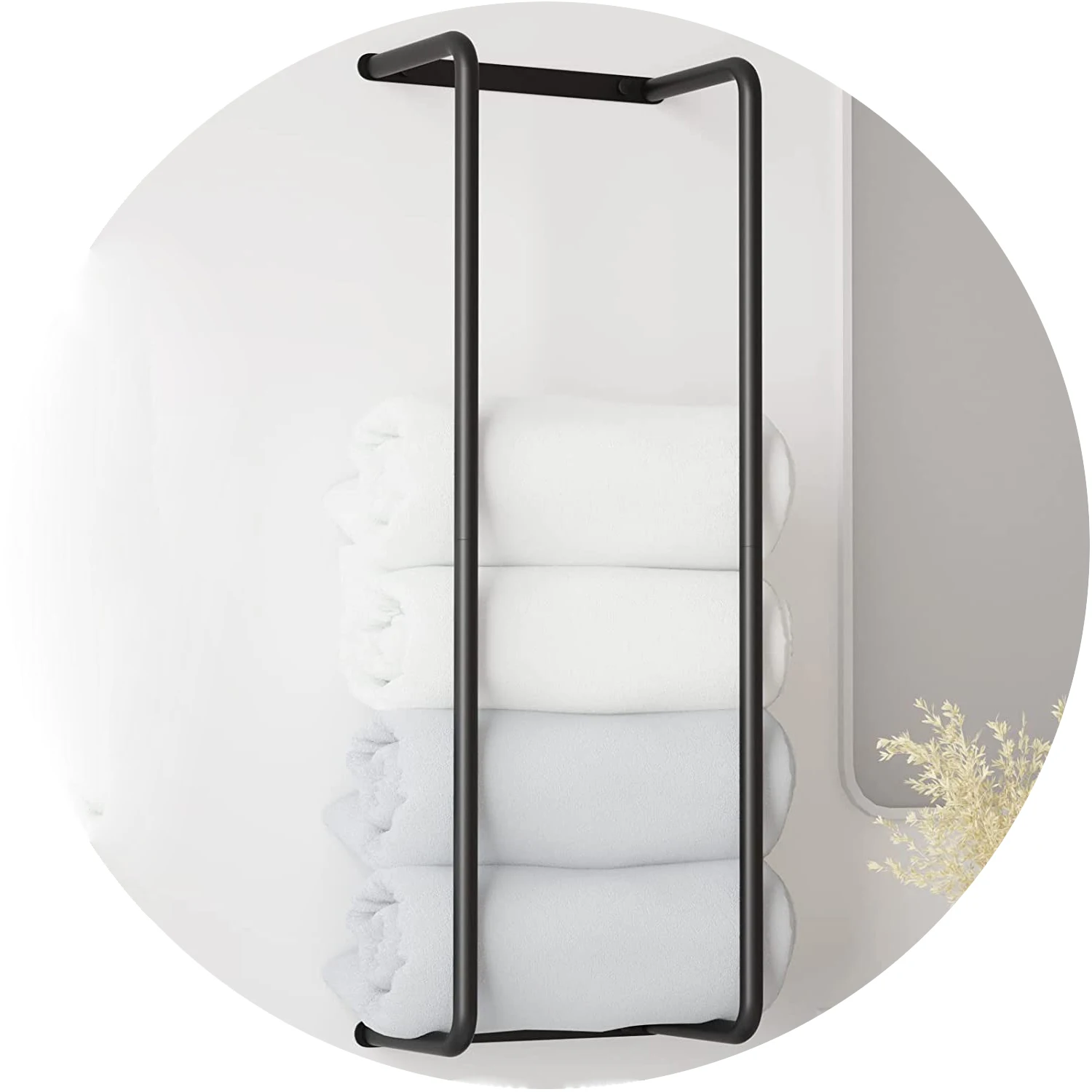 Large Hotel Bathroom Black Metal Stainless Steel Free Standing Hand Towel Drying Racks With Shelf Wall Mounted Modern