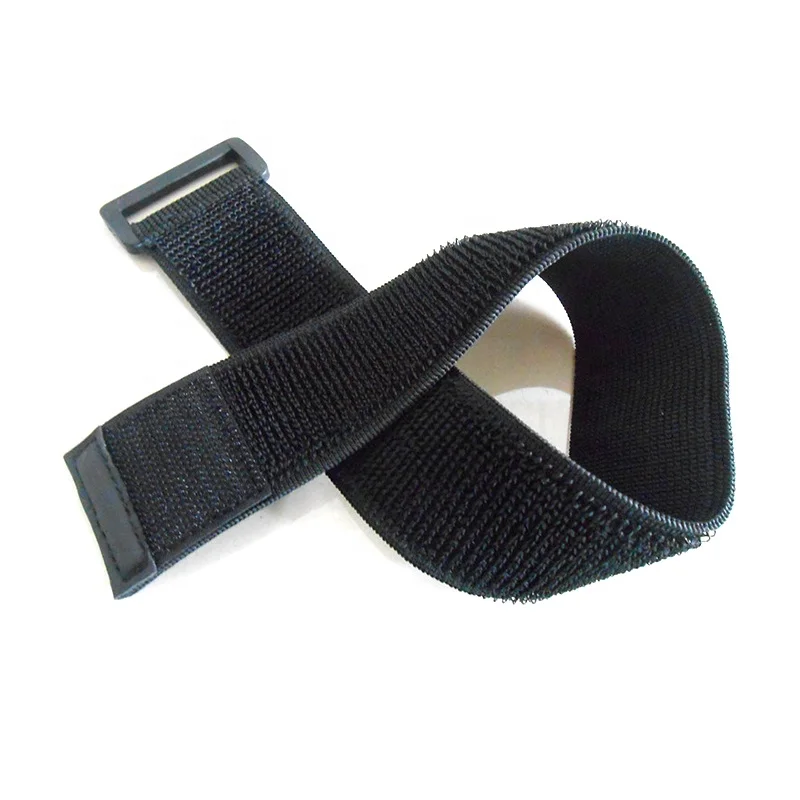 Wholesale Customization Knitted Elastic Hook And Loop Strap Buckle Black Elastic Fastener Strap Hook And Loop Tie Strap