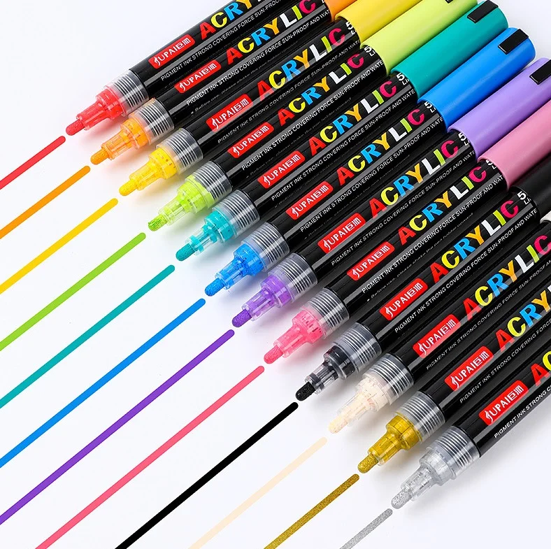 Paint Pens for Rock Painting, Stone,  Wood, Metal, Fabric, Canvas. Set of 12pcs
