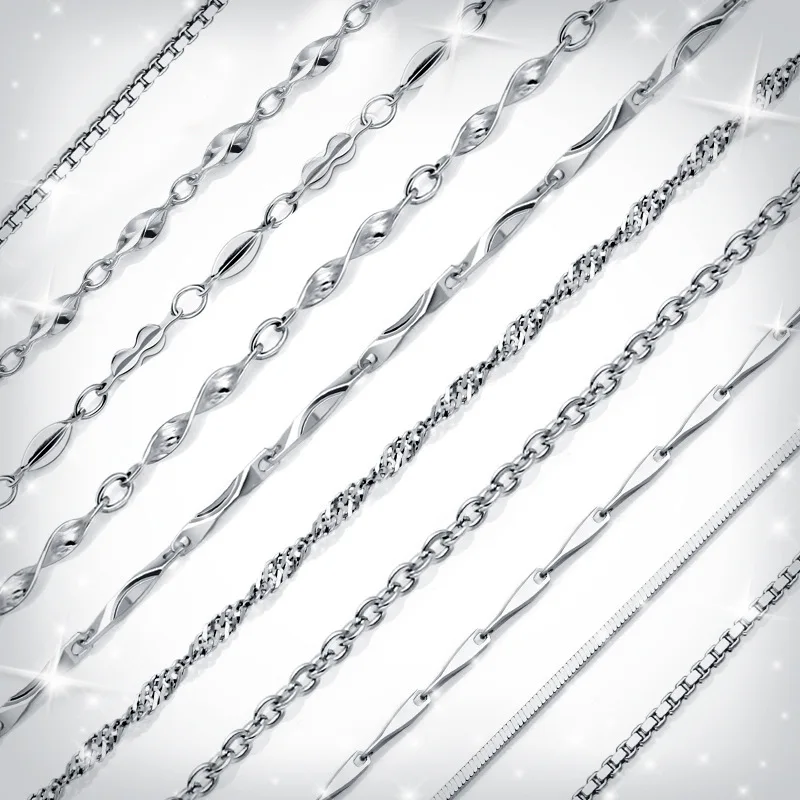 Ювелирные изделия Amiee модное 925 стерлингового серебра для девочек размер 40 см 45 цепочка ожерелье подарка