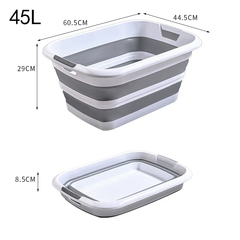 45L Large Capacity Foldable Plastic PP Storage Basket for Dirty Clothes Household Toilet Bathroom Organizer Clothes Basket