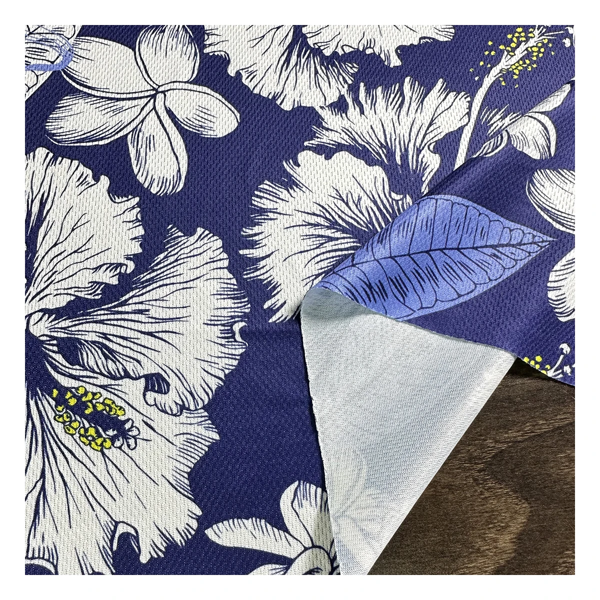 The factory outlet tropical hibiscus syriacus design knitting digital printed moisture dry fit fabric sportswear for clothing