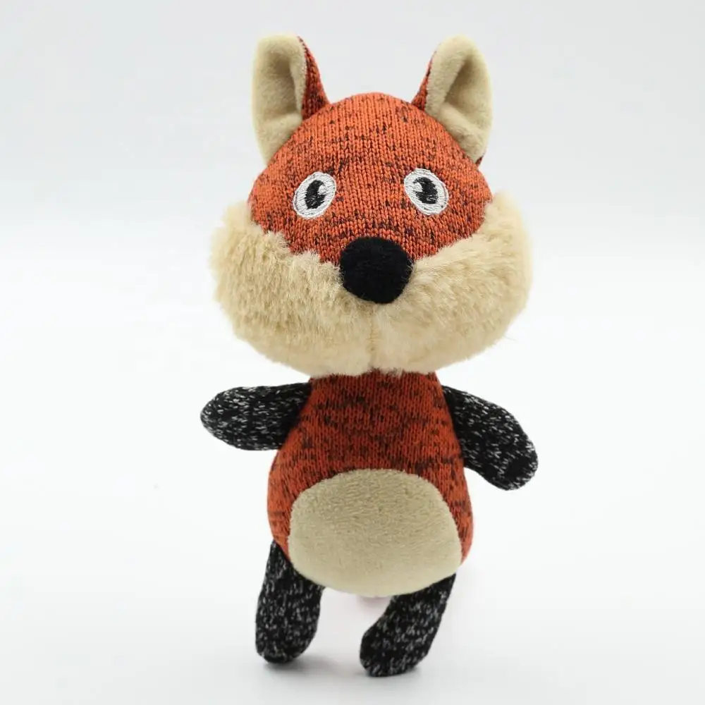 wholesale soft knitted fabric fox shape plush dog toy squeaky pet toy
