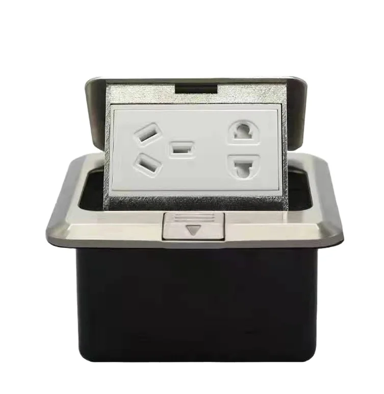 Europe style Fast and soft pop-up  floor socket outlet box with EU socket/Stainless steel socket