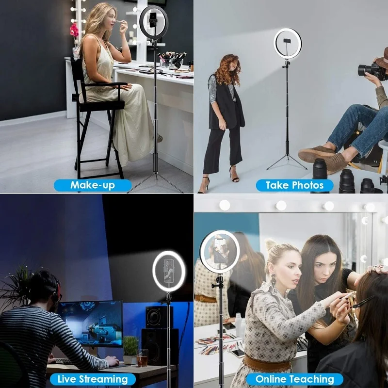 Подставка с триодом для макияжа мобильного телефона в реальном времени студийное фото светодиодное заполняющее кольцо-вспышка для селфи с регулируемой яркостью для телефона кольцевой огонь Круговое освещение