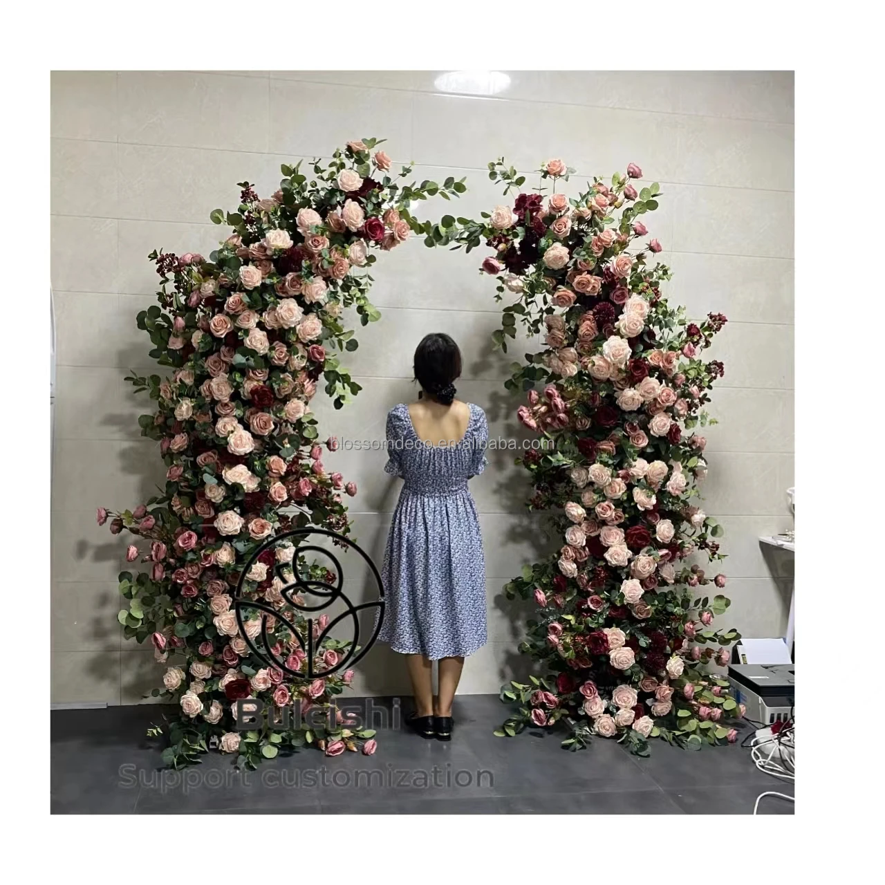 Square heart shape horn Flower arch Floral wedding arch wedding entrance arch with flowers