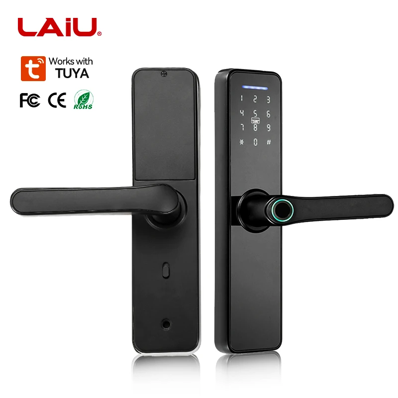 LAIU X7 TTlock/Tuya Biometric Front Wooden Door Lock With Aluminum Alloy Body