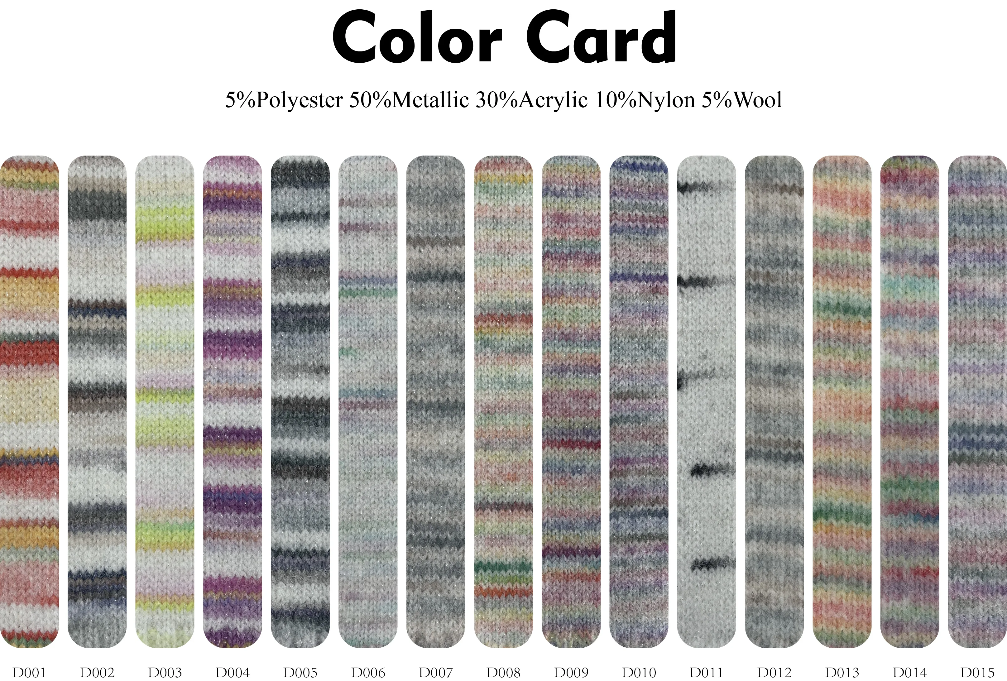 Silver silk segment dyed yarn 30% Metallic 17% Polyester 33% Acrylic 10% Nylon 10% WooL  Blended yarn for weaving