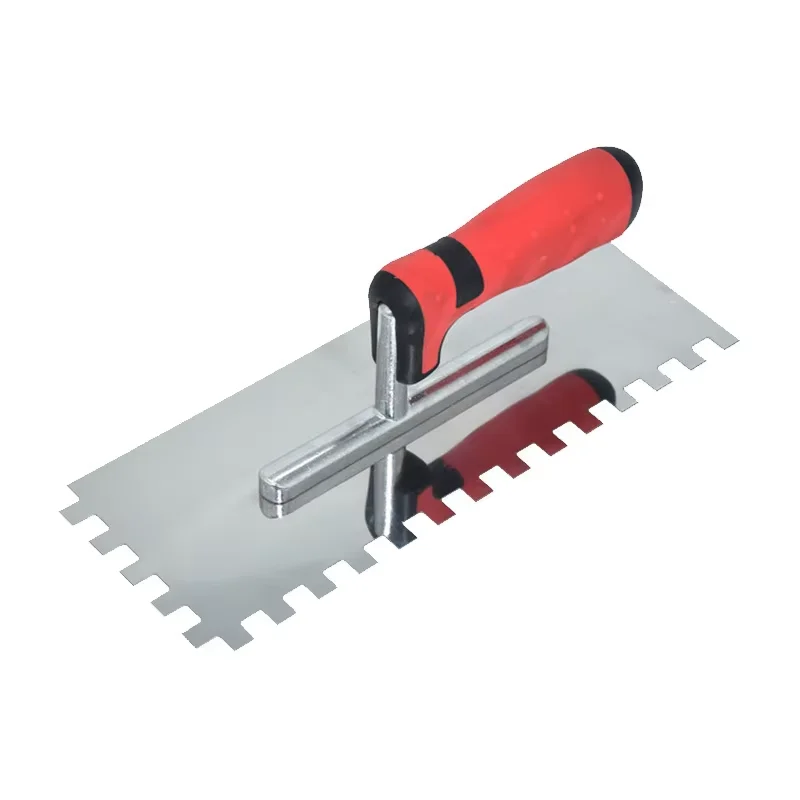 AKX Pro Grade Stainless Steel Flooring Trowel with Rubber Grip Comfort Handle Squared Notch & Pointed Corner DIY Float Trowel