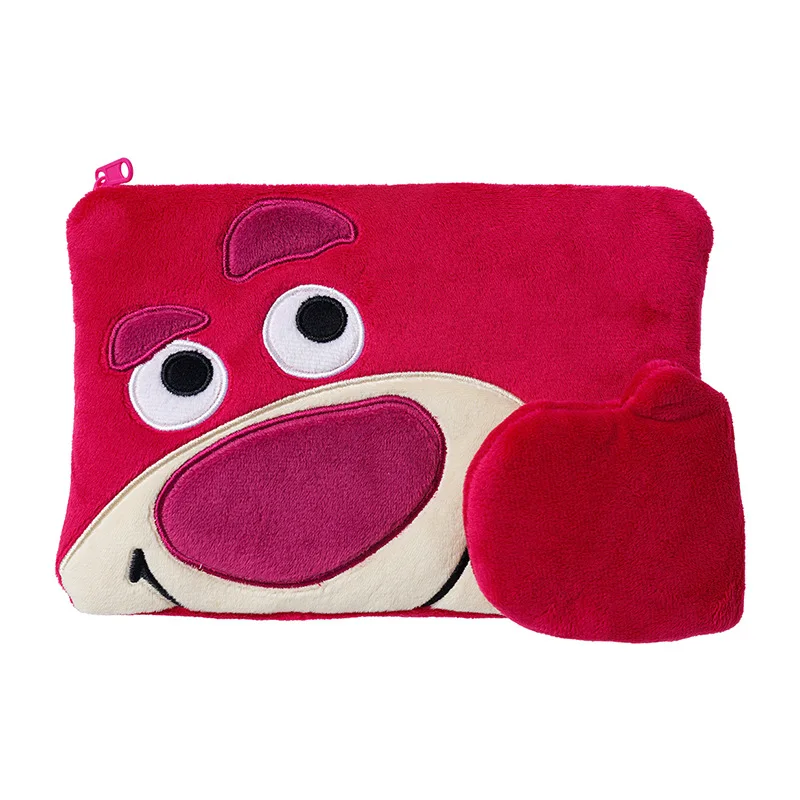 2022 New Disney Strawberry Bear Cute Plush Cosmetic Bag Id Bag Girls Bulk Wash Storage Female Mobile Phone Bags Wholesale