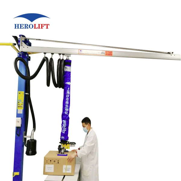 Column mounted jib crane vacuum handling tube lifter for lift cement bag