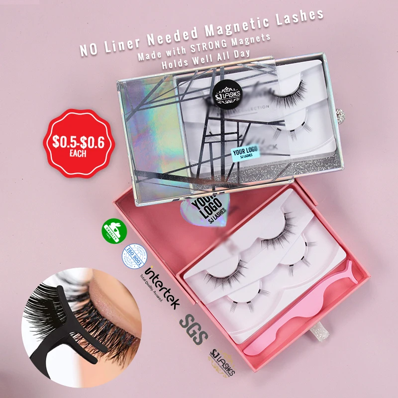 Magnetic eye lashes wholesale thick fluffy dramatic wholesale 3d mink eyelashes fake lashes with custom eyelash box