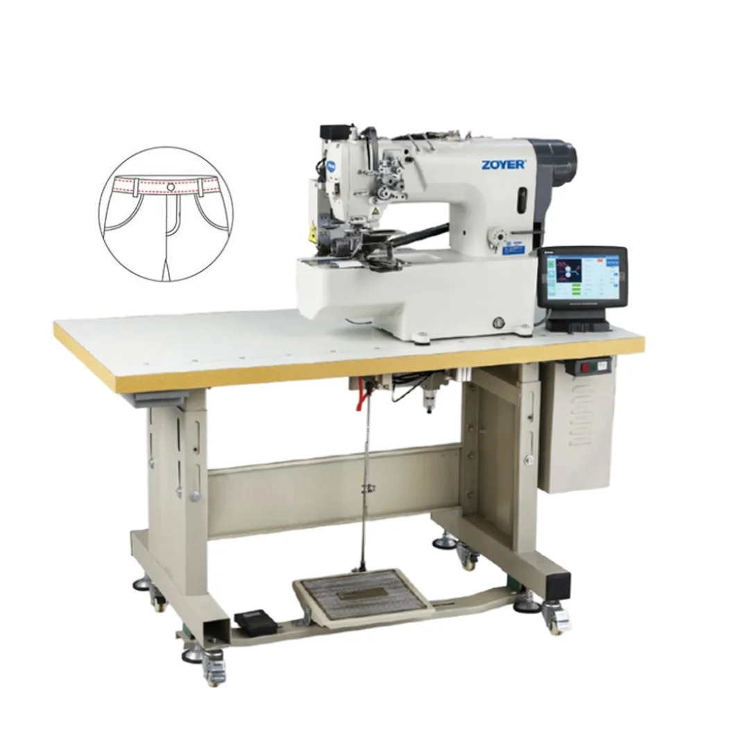 ZY8988 Automatic double needle chain stitch jeans waistband sewing machine
