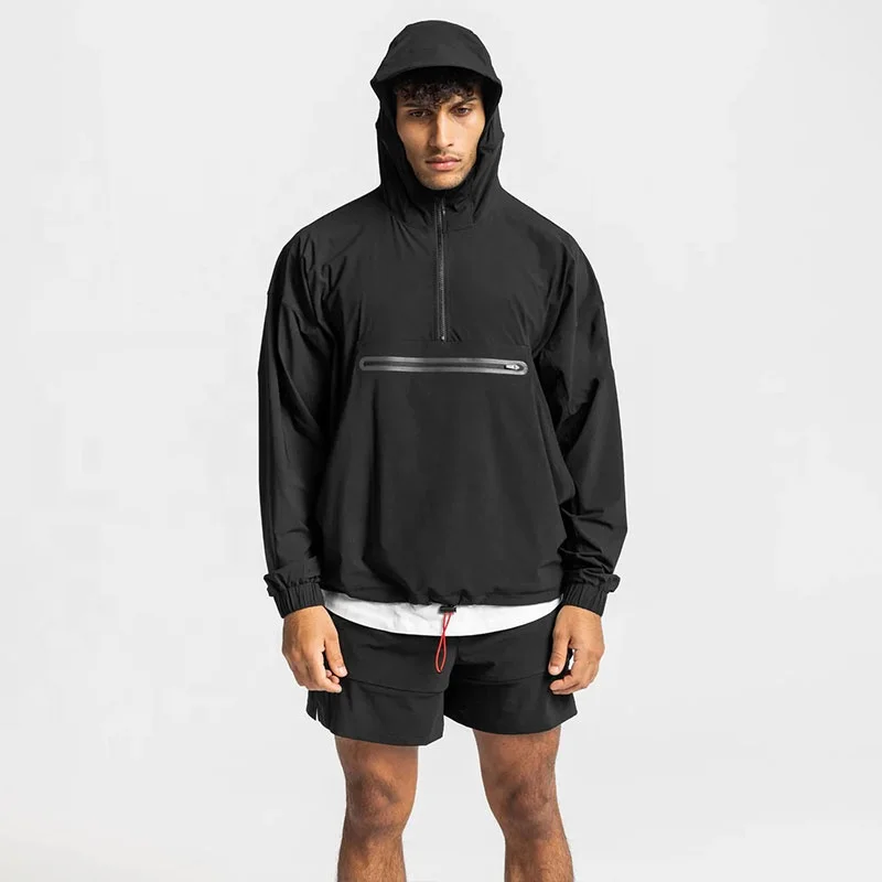 wholesale  pullover custom casual softshell sport hooded mens windbreaker jacket for men