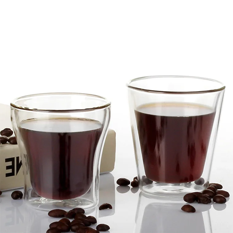 110ml small capacity double wall clear  borosilicate glass tea mug glass coffee cup without handle