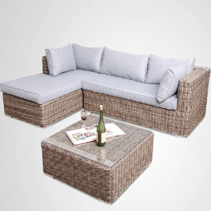New design outdoor furniture living room guifei rattan sofa tea table L sofa sets