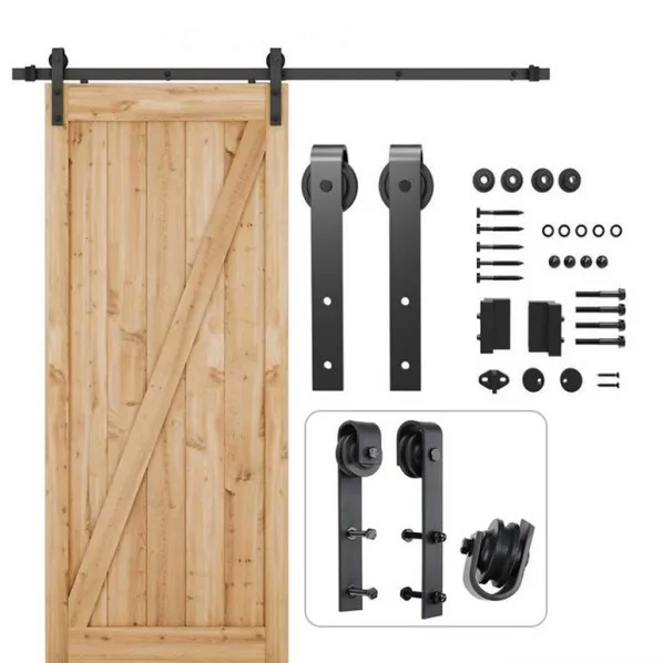 Hoone Wholesale Door Track Rail Hardware Manufacturer Durable Sliding Wooden Door Accessory Hanging Barn Door Hardware Kit