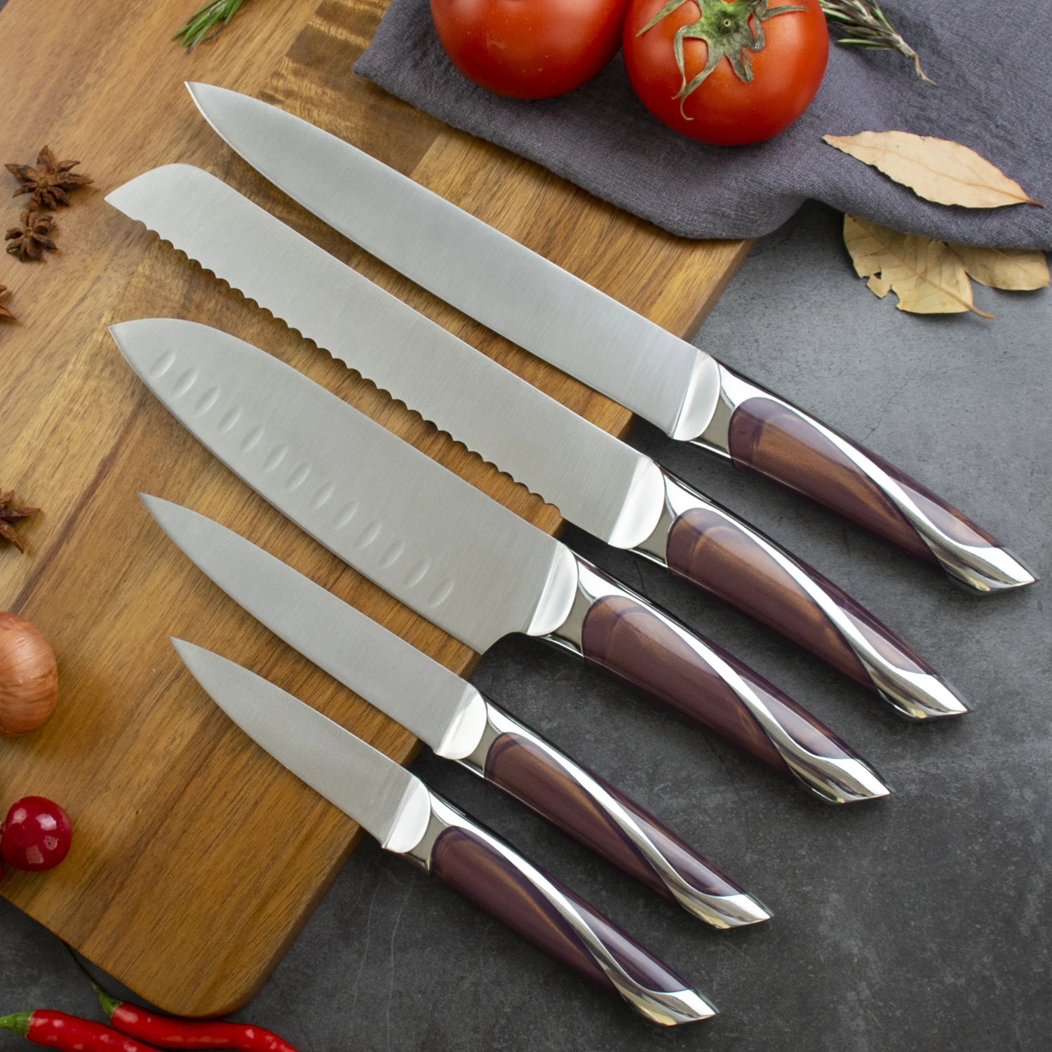 High Quality Paring Utility Slicer Bread Japanese Chef Knife 3Cr13 Stainless Steel 6 pcs Kitchen Knives Set