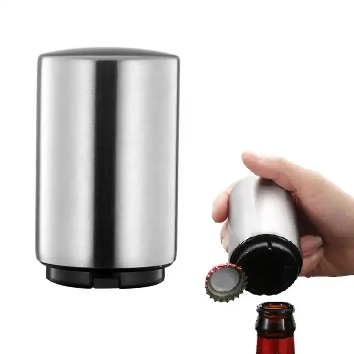 Creative Pop Off Metal Party Bartender Stainless Steel Push Down Magnetic Opener Bar Tool Waiter Automatic Portable Bottle Beer