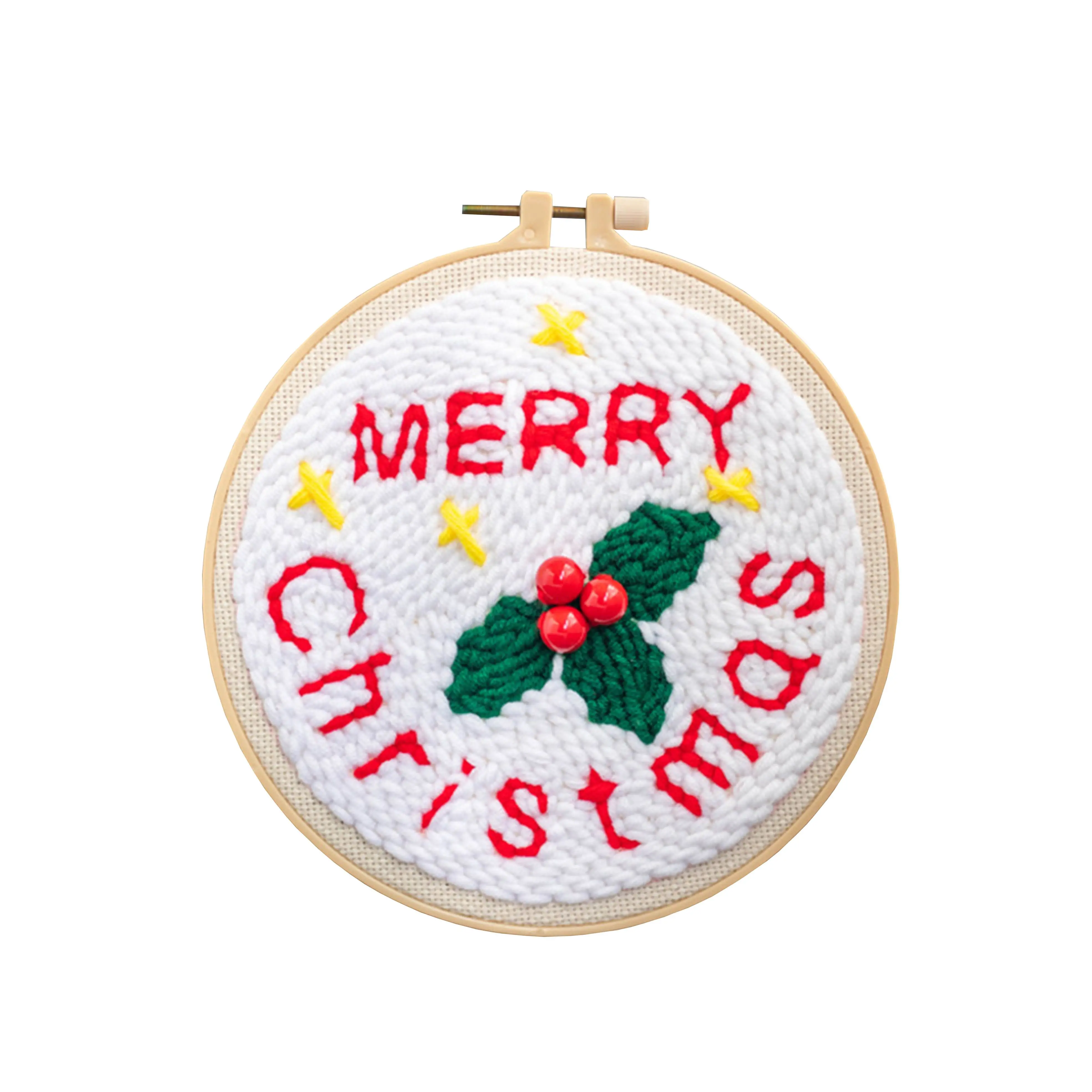 Punch Needle Embroidery Kit Punchneedle Cross Stitch Set for Beginner Handcrafted Christmas Decoration