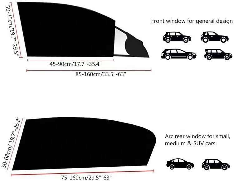2 Pack Car Window Shades Universal Car Rear Side Window Door Sunshades Block Sun UV Rays and Privacy Protection