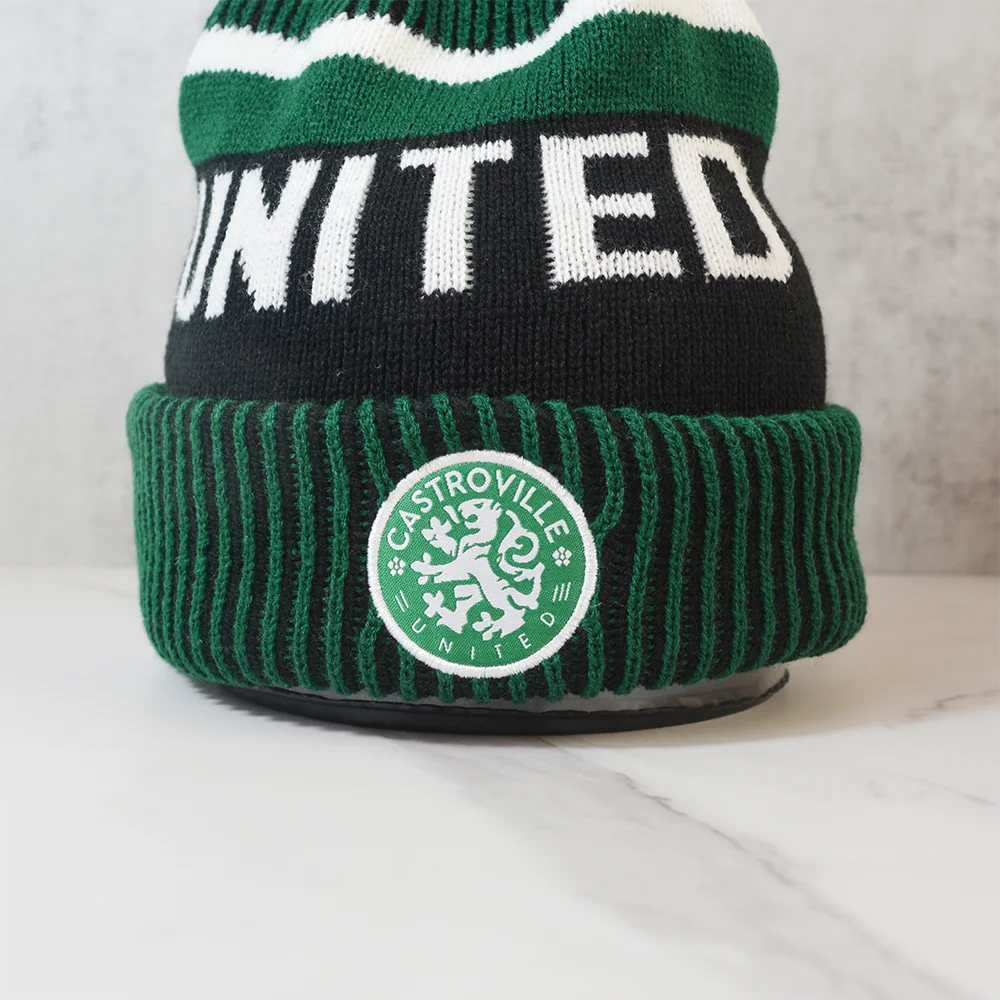 Manufacture designer knitted hats pom pom sport embroidered logo golf bobble hat custom beanie/ knit custom winter beanie