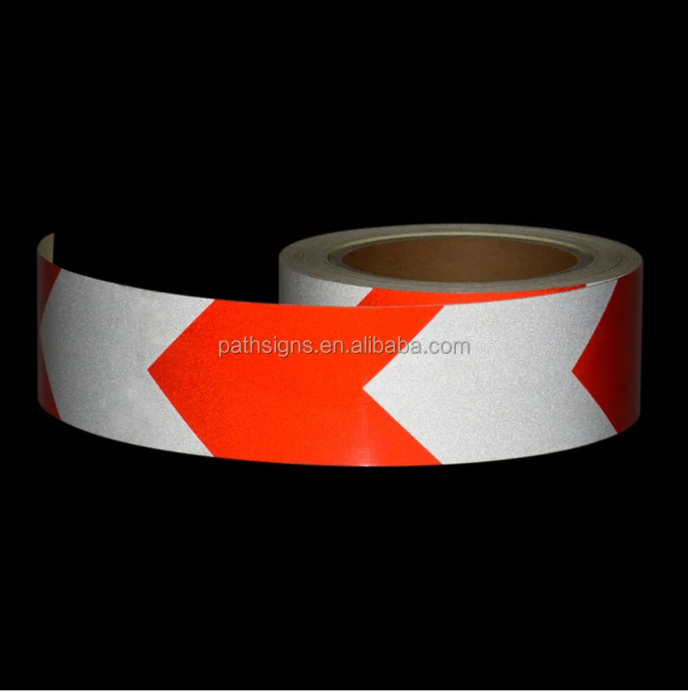 Glass Bead Reflective Strip Wholesale Black&Yellow Arrow Sticker Radium Sticker for Vehicle Truck Trailer Arrow Light