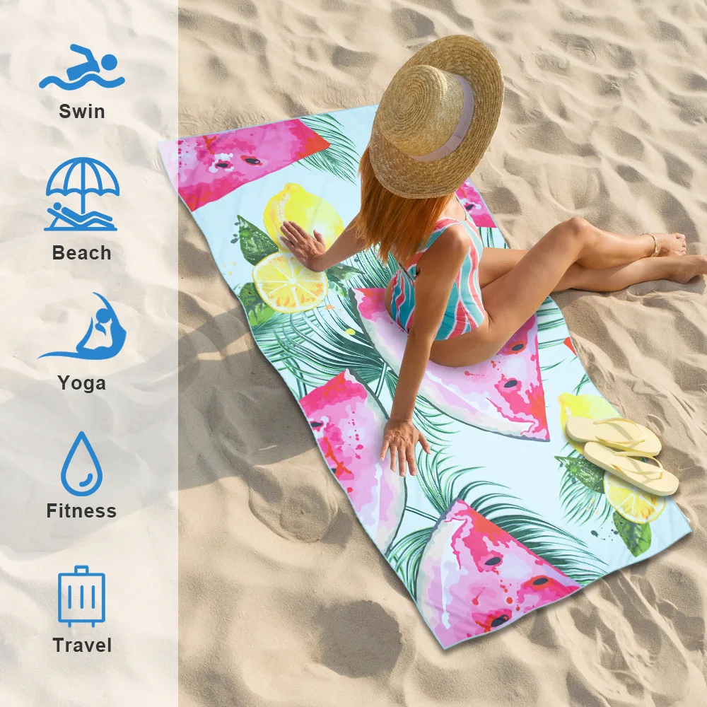 Factory wholesale Microfiber Custom Printed Sand Free Beach Towel Fashion quick dry sand free swimming beach mat