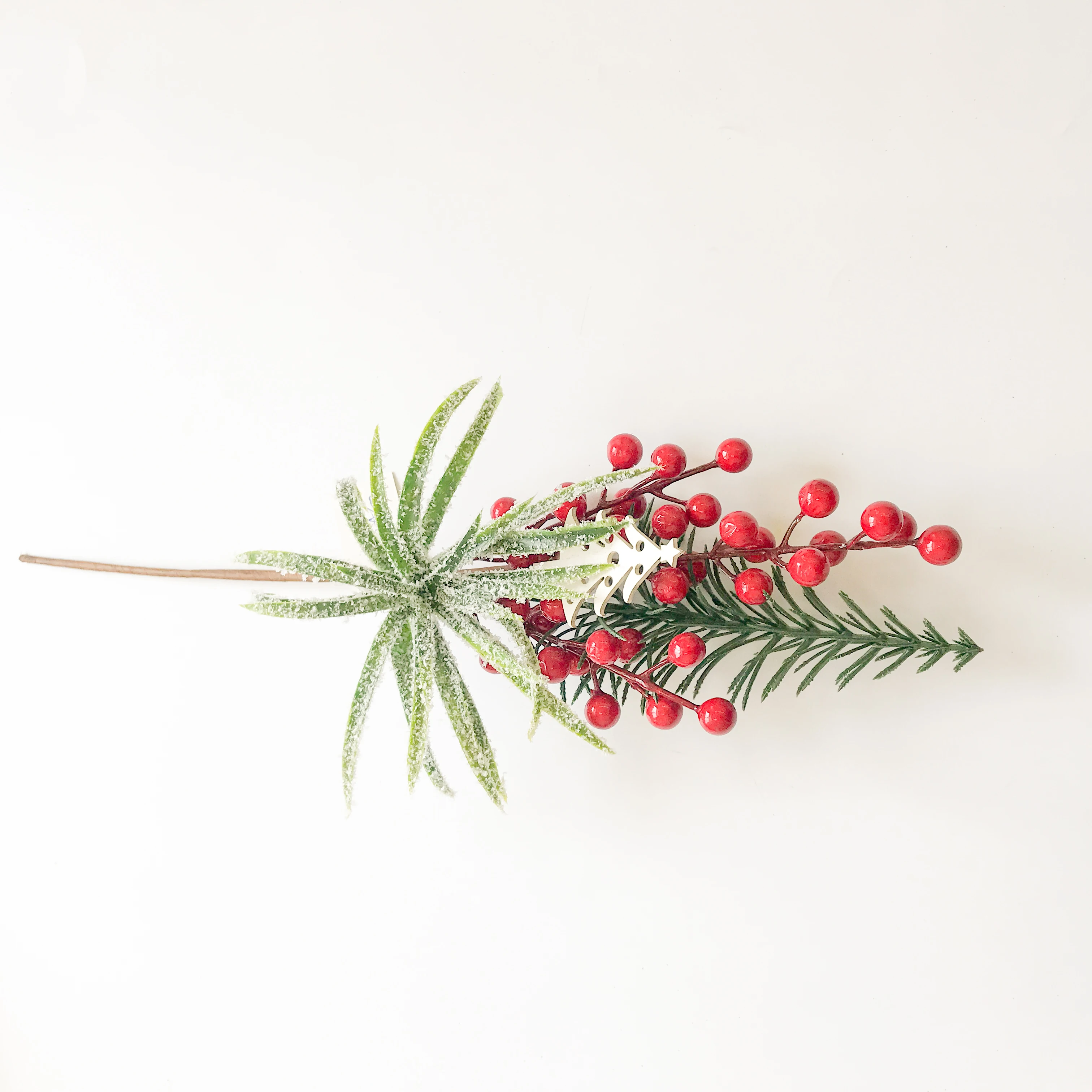 Artificial berries pine branches snowflakes water plants Christmas decorations