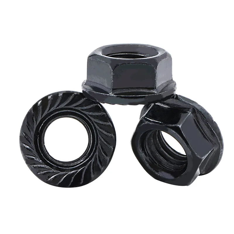 DIN6923 M6 M8 M10 ASME B 18.16.4 Black Oxide Black Galvanized Zinc Plated Carbon Steel Hex Flange Lock Nut