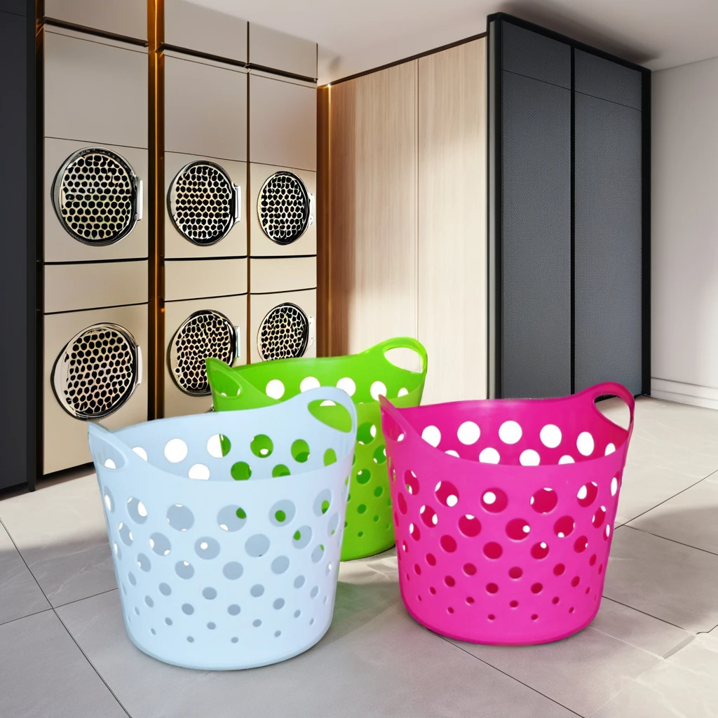 Bathroom washing toy vanity clutter organization dirty clothes storage boxes Hanging  Double Handle soft plastic Laundry Baskets