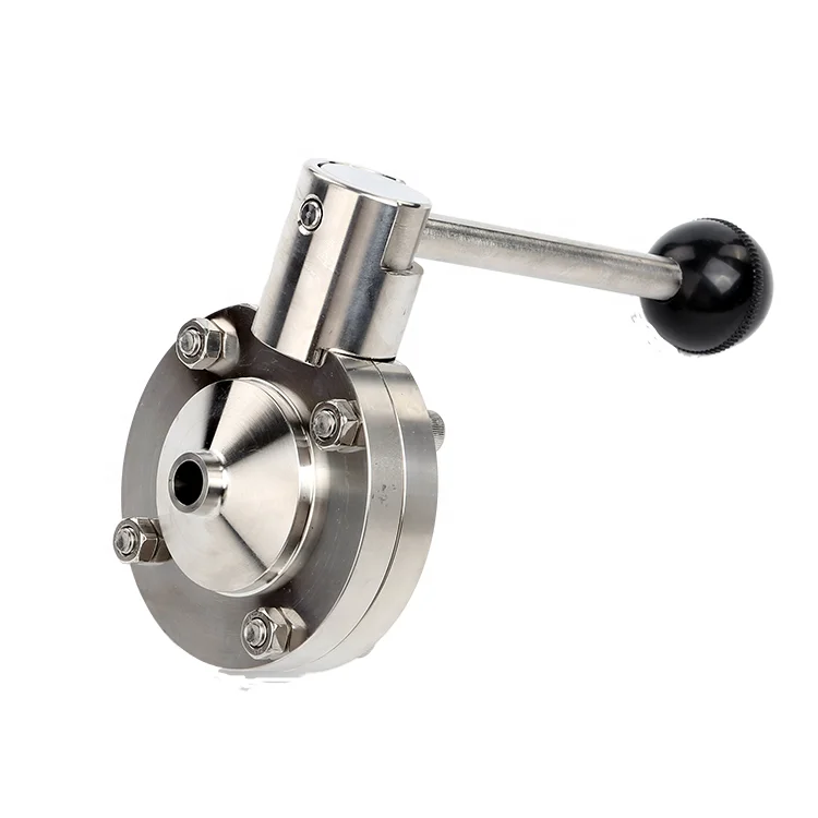 SS316L Sanitary Stainless Steel Manual Pneumatic Electric Butterfly Valve with Hand Lever Silicone Gasket for Water Application