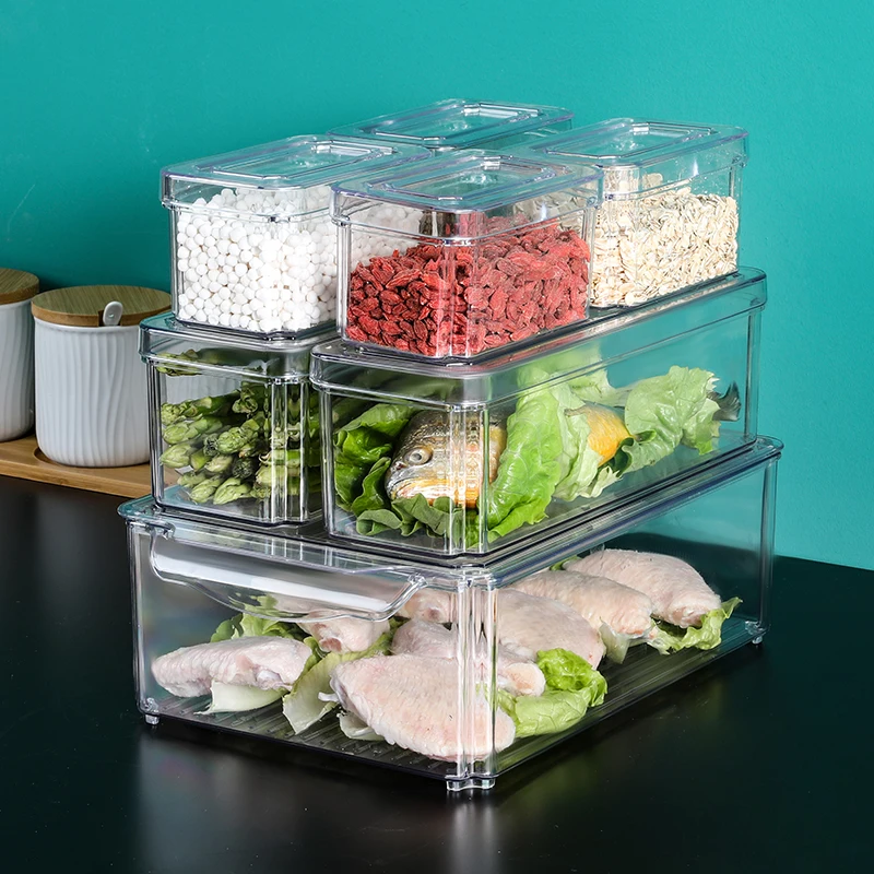 GREENSIDE Fridge Organizer Top Quality Fresh Keeping Stackable Box Plastic Food Container