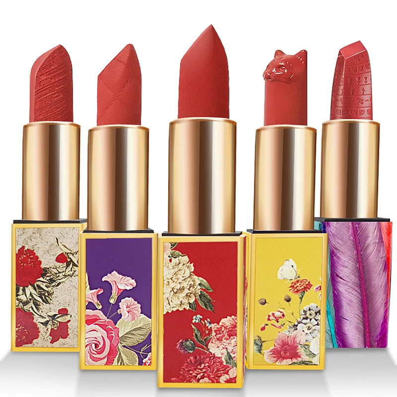 2021 Custom China style carving lipstick / embossed single lipstick dummy lipstick