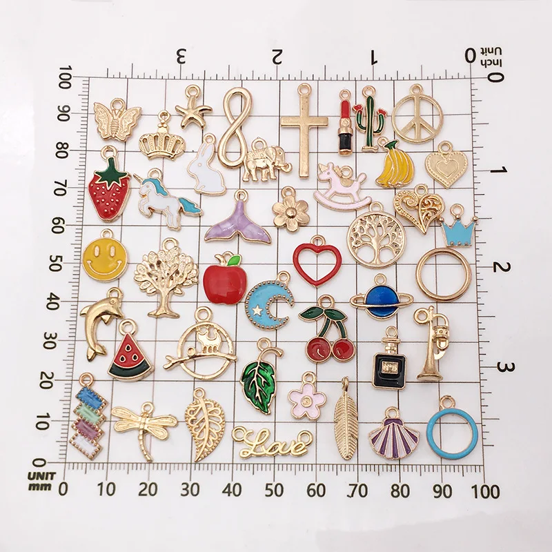 Assorted Gold Plated Enamel Animal Plant Fruit Heart Star Charms Pendants for DIY Necklace Bracelet Earrings Making