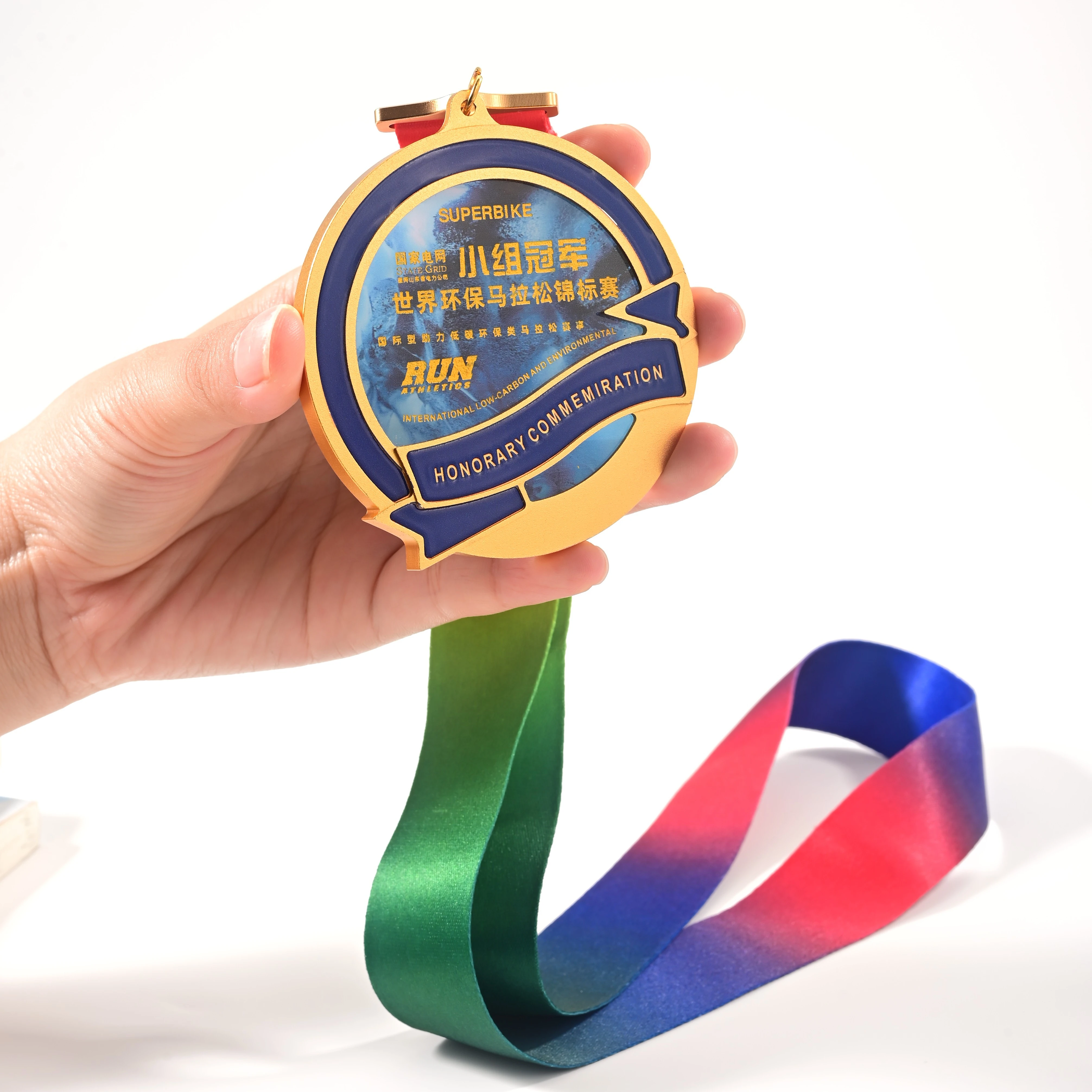 Customizable sports Marathon Running Fitness Swimming MEDALS Crystal Metal gold, silver,copper sublimation blank engraved plaque
