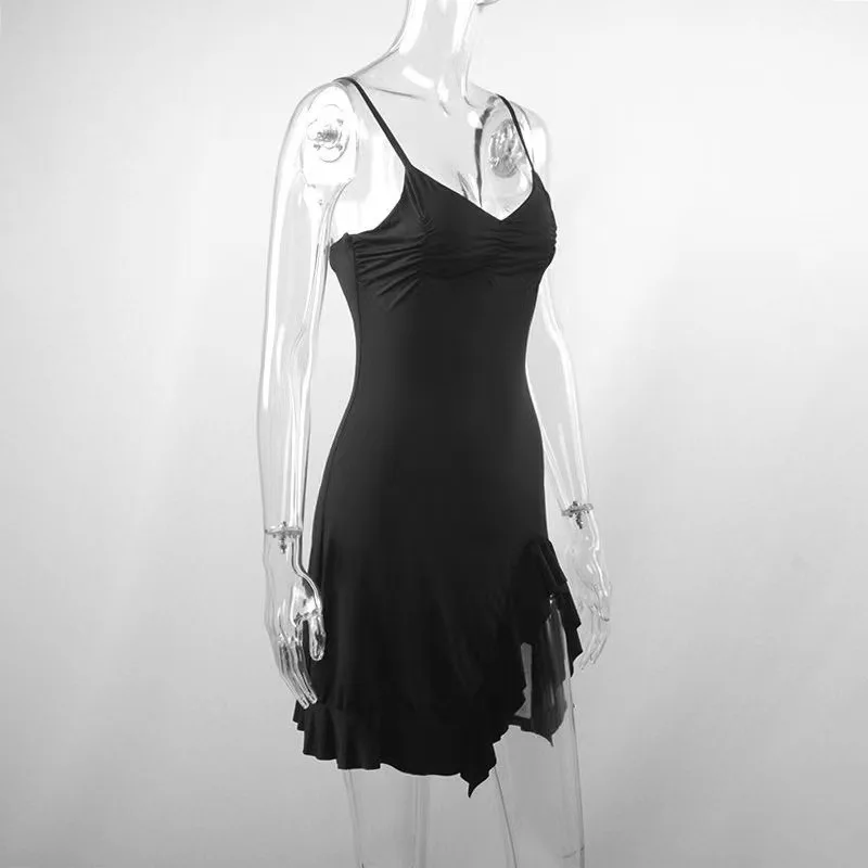 Foreign air age reduction temperament sweet and spicy design sense of irregular pure wind slimming halter strapless dress dress