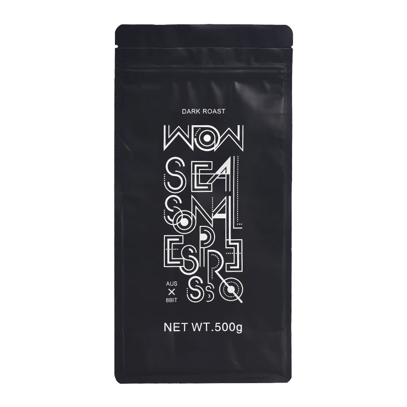 Wholesale zip lock stand up aluminum foil black coffee beans packaging pouch bags