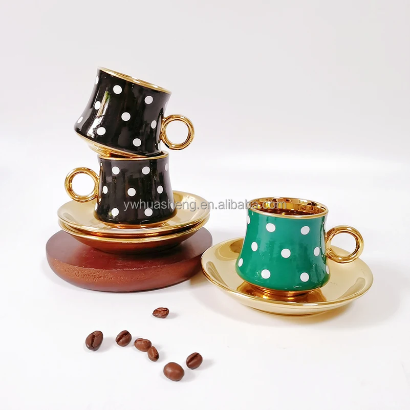 Manufacturer Wholesale Turkey Arabesque Gold Espresso Set Luxury Ceramic Cup Turkish Coffee Set for Gift