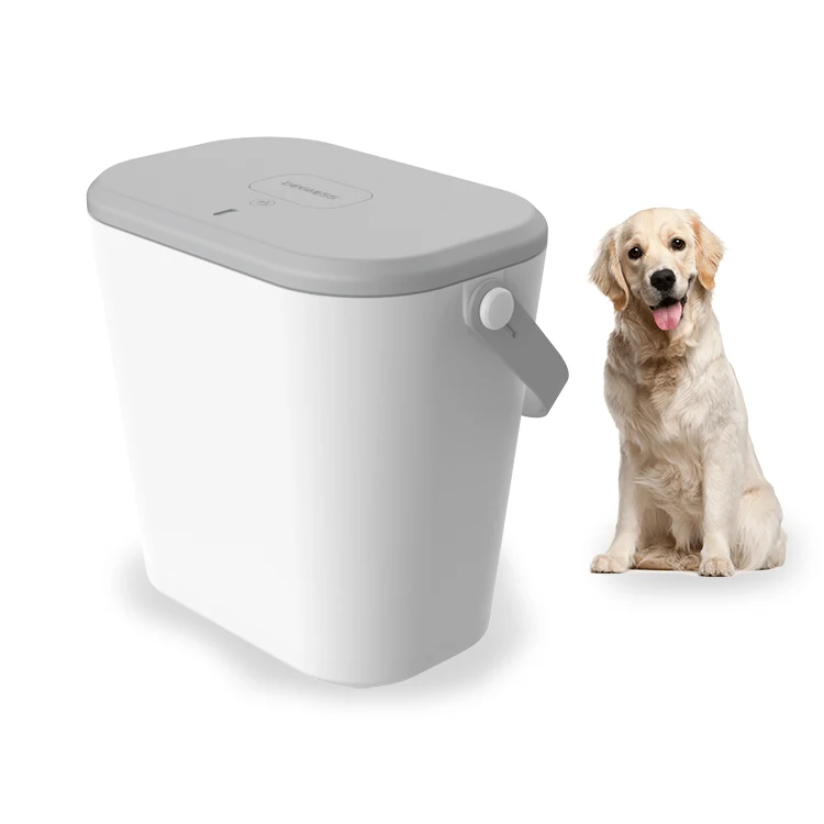 Dogness 12L smart automatic sealed cover white airtight vacuum plastic frozen pet dog dry food grain storage box container