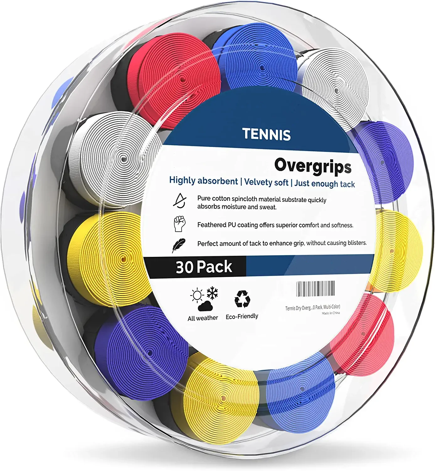 60pcs Replacement Anti-slip Racket Overgrips Over Grips Tennis Badminton Squash Racquet Tape Grips