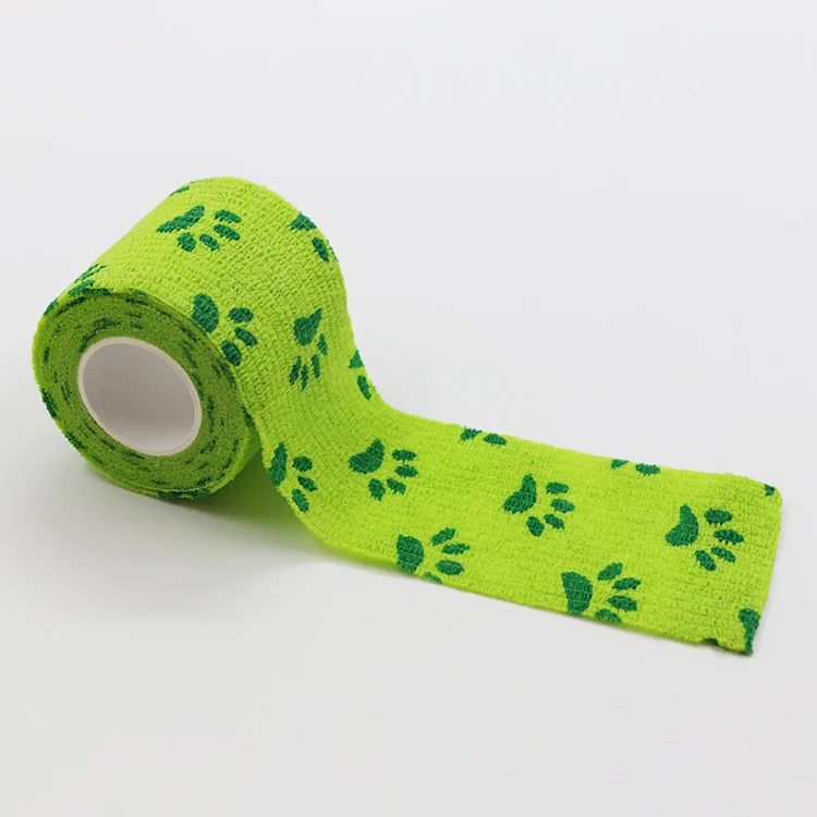 Manufacturer Free Sample Bandage Pet Wrap Printed Flexible Elastic Hoof Cohesive Tape Bandage