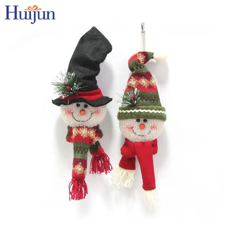 
Cute 6 inch Snowman Head With Top Hat And Beanie Christmas Pendant Xmas Party Tree Handing Decorations Gifts For Kids 
